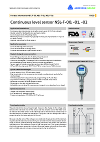 Thumbnail of document Data Sheet - NSL-F Continuous Level Sensor